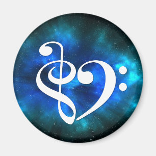 Treble Clef Bass Clef Herz Blue Burst Nebel Magnet
