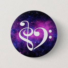 Treble Clef Bass Clef Herz Fuchsia Lila Nebel Button