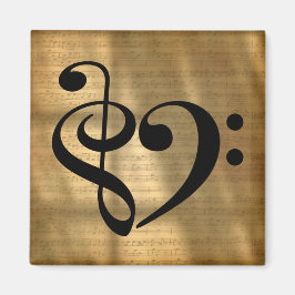 Treble Clef Bass Clef Herz Golden Sheet Music Magnet