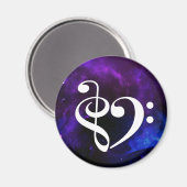 Treble Clef Bass Clef Herz Lila Blauer Nebel Magnet (Vorderseite/Rückseite)