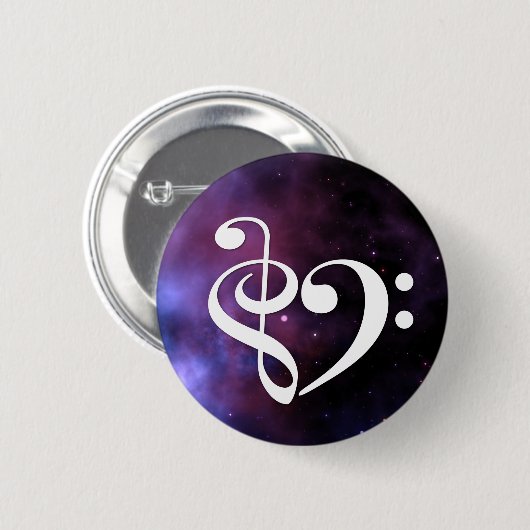 Treble Clef Bass Clef Herz Lila Haze Nebel Button (Vorne & Hinten)
