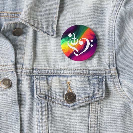 Treble Clef Bass Clef Herz-Regenbogen-Waves Nebula Button (Beispiel)