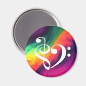 Treble Clef Bass Clef Herz-Regenbogen-Waves Nebula Magnet (Vorderseite/Rückseite)