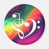 Treble Clef Bass Clef Herz-Regenbogen-Waves Nebula Magnet (Vorne)