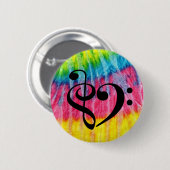 Treble Clef Bass Clef Herz Retro Hippie Krawatte D Button (Vorne & Hinten)
