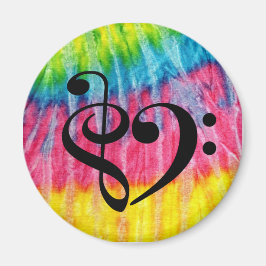 Treble Clef Bass Clef Herz Retro Hippie Krawatte D Magnet