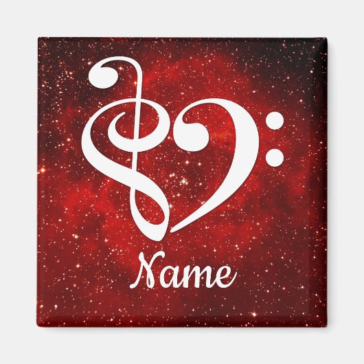 Treble Clef Bass Clef Herz Roter Nebel kundenspezi Magnet (Vorne)