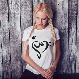 Treble Clef & Bass Clef Herz T-Shirt
