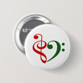 Treble Clef Bass Clef Herzensmusik Lover Weihnacht Button (Vorne & Hinten)
