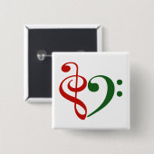 Treble Clef Bass Clef Herzensmusik Lover Weihnacht Button (Vorne & Hinten)