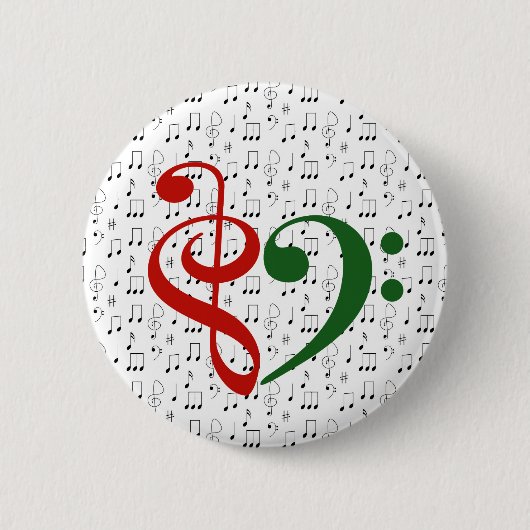 Treble Clef Bass Clef Herzensmusik Lover Weihnacht Button (Vorderseite)
