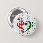 Treble Clef Bass Clef Herzensmusik Lover Weihnacht Button (Vorne & Hinten)