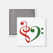 Treble Clef Bass Clef Herzensmusik Lover Weihnacht Magnet (Vorderseite/Rückseite)