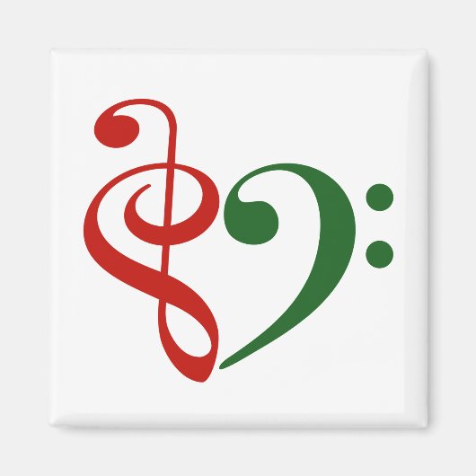 Treble Clef Bass Clef Herzensmusik Lover Weihnacht Magnet (Vorne)
