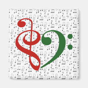 Treble Clef Bass Clef Herzensmusik Lover Weihnacht Magnet