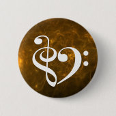 Treble Clef Bass Clef Herzflammennebel Button (Vorderseite)