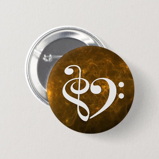 Treble Clef Bass Clef Herzflammennebel Button (Vorne & Hinten)