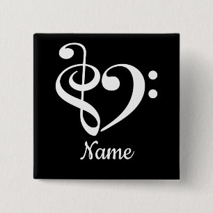 Treble Clef Bass Clef Herzmusik Lover - individuel Button