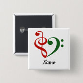 Treble Clef Bass Clef Herzmusik Lover - individuel Button (Vorne & Hinten)