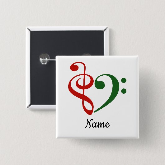 Treble Clef Bass Clef Herzmusik Lover - individuel Button (Vorne & Hinten)