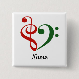 Treble Clef Bass Clef Herzmusik Lover - individuel Button