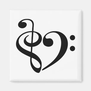 Treble Clef Bass Clef Herzmusik Lover - individuel Magnet