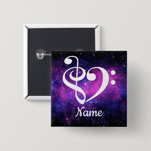 Treble Clef Bass Clef Herznebel individuell angepa Button (Vorne & Hinten)