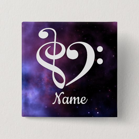 Treble Clef Bass Clef Herznebel individuell angepa Button (Vorderseite)