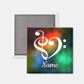 Treble Clef Bass Clef Herznebel individuell angepa Magnet (Vorderseite/Rückseite)
