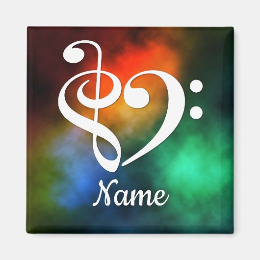 Treble Clef Bass Clef Herznebel individuell angepa Magnet (Vorne)