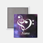 Treble Clef Bass Clef Herznebel individuell angepa Magnet (Vorderseite/Rückseite)