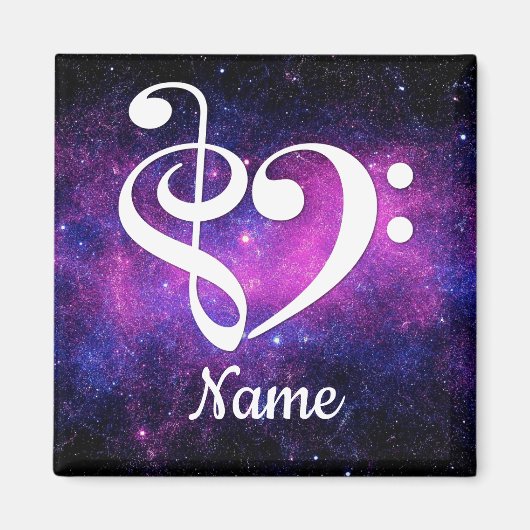 Treble Clef Bass Clef Herznebel individuell angepa Magnet (Vorne)