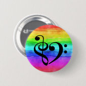 Treble Clef Bass Clef Herzrainbow Watercolor Button (Vorne & Hinten)