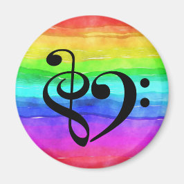 Treble Clef Bass Clef Herzrainbow Watercolor Magnet
