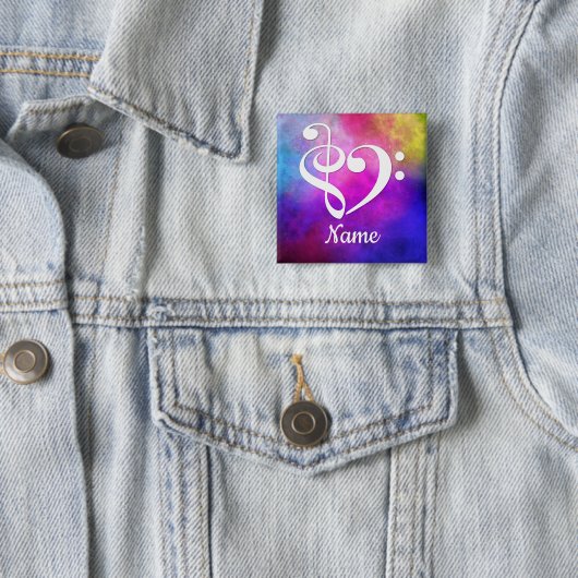 Treble Clef Bass Clef Herzrosa Nebel individuell a Button (Beispiel)