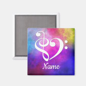 Treble Clef Bass Clef Herzrosa Nebel individuell a Magnet (Vorderseite/Rückseite)