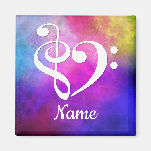 Treble Clef Bass Clef Herzrosa Nebel individuell a Magnet (Vorne)