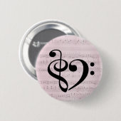Treble Clef Bass Clef Herzstück Vintage Notenmusik Button (Vorne & Hinten)