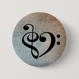 Treble Clef Bass Clef Herzstück Vintage Notenmusik Button