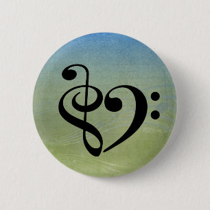 Treble Clef Bass Clef Herzstück Vintage Notenmusik Button