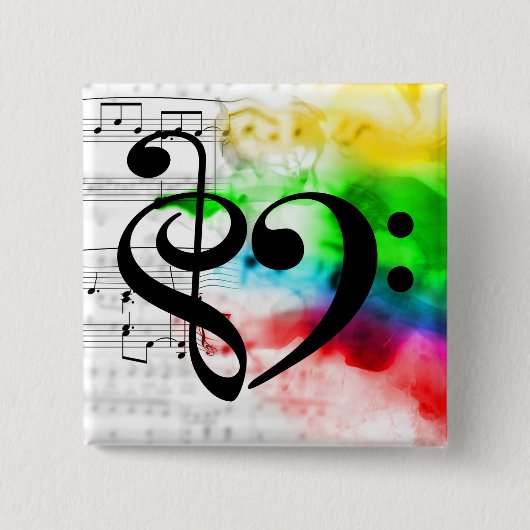 Treble Clef Bass Clef Herzstück Vintage Notenmusik Button (Vorderseite)