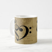 Treble Clef Bass Clef Herzstück Vintage Notenmusik Kaffeetasse (Vorderseite Links)