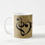 Treble Clef Bass Clef Herzstück Vintage Notenmusik Kaffeetasse (Links)