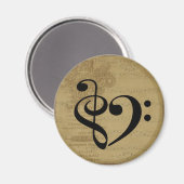 Treble Clef Bass Clef Herzstück Vintage Notenmusik Magnet (Vorderseite/Rückseite)