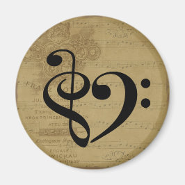 Treble Clef Bass Clef Herzstück Vintage Notenmusik Magnet