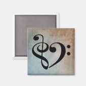 Treble Clef Bass Clef Herzstück Vintage Notenmusik Magnet (Vorderseite/Rückseite)