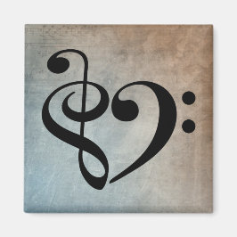 Treble Clef Bass Clef Herzstück Vintage Notenmusik Magnet