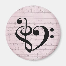 Treble Clef Bass Clef Herzstück Vintage Notenmusik Magnet