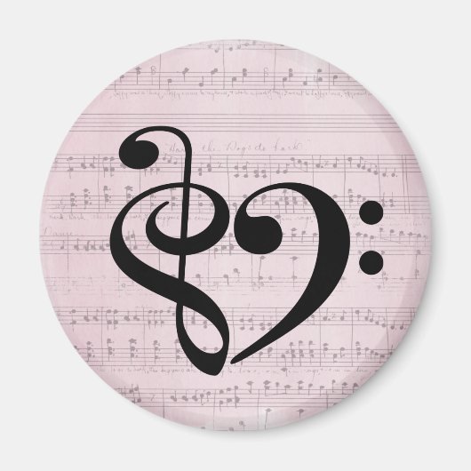 Treble Clef Bass Clef Herzstück Vintage Notenmusik Magnet (Vorne)