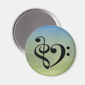 Treble Clef Bass Clef Herzstück Vintage Notenmusik Magnet (Vorderseite/Rückseite)